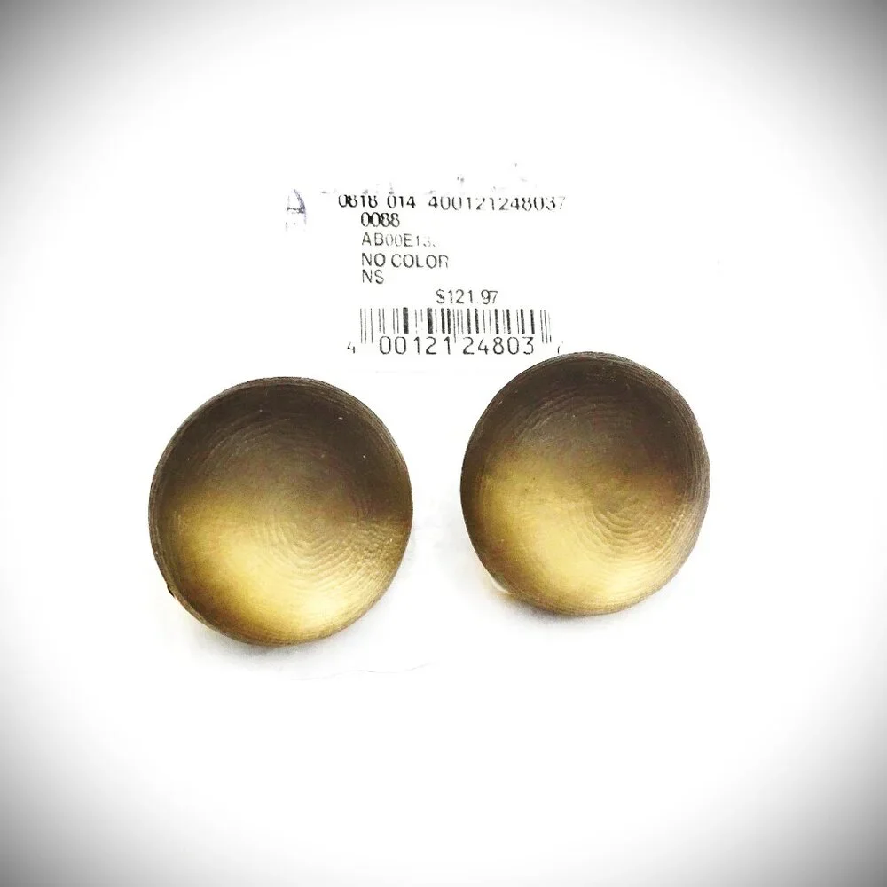 ALEXIS BITTAR  Brown/Tan Hand Carved Lucite Round Clip Earrings - Picture 3 of 6